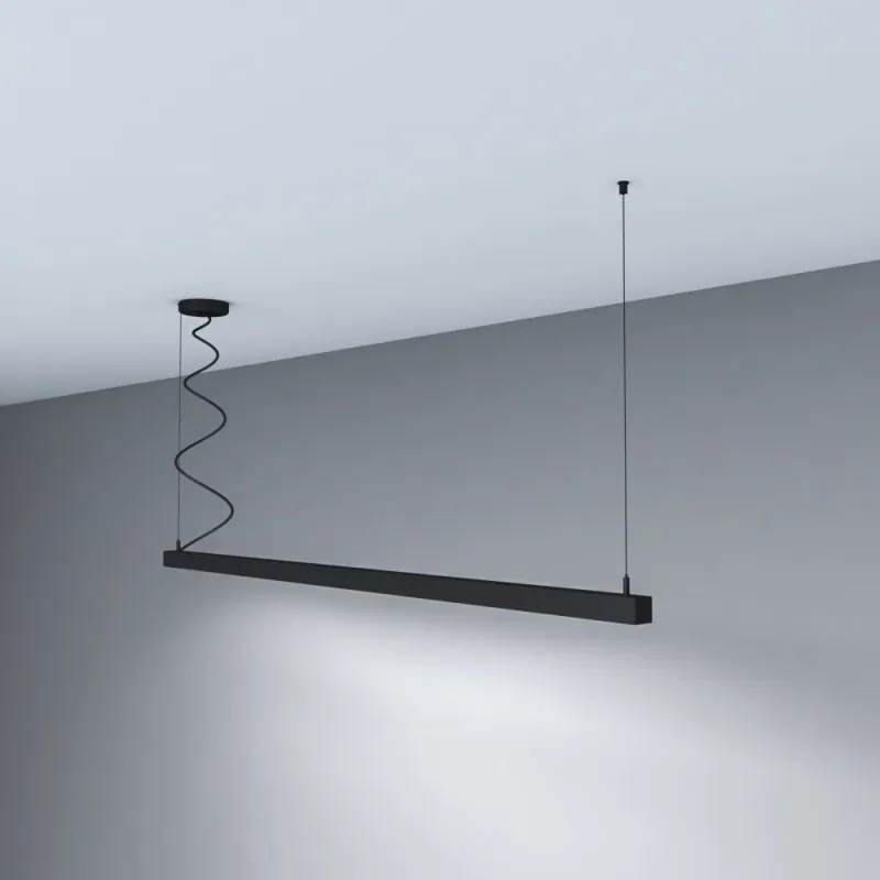 Suspension noire barre aluminium profilé led ip54-50cm-100cm-150cm-200cm-noir