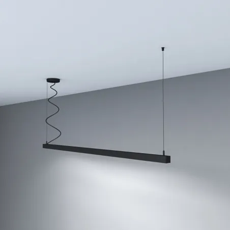 Suspension noire barre aluminium profilé led ip54-50cm-100cm-150cm-200cm-noir