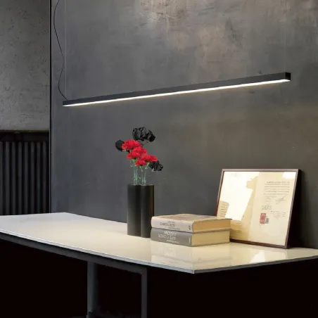 Suspension noire barre aluminium profilé led ip54-50cm-100cm-150cm-200cm-noir