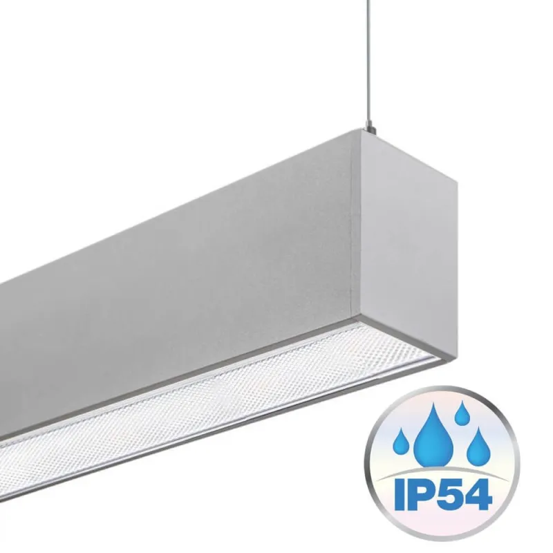 Suspension grise barre aluminium profilé led ip54-50cm-100cm-150cm-200cm-gris