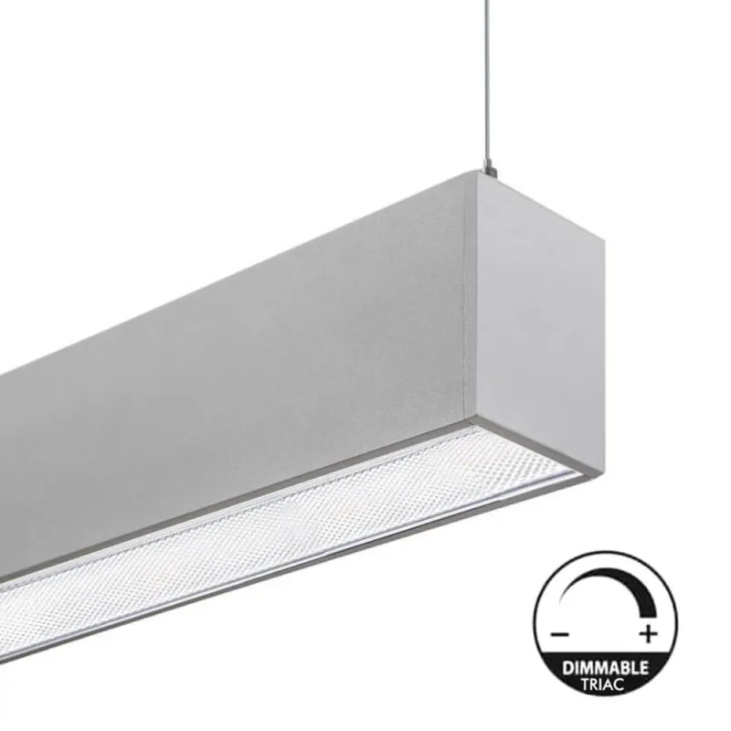 Suspension grise barre aluminium profilé led ip54-50cm-100cm-150cm-200cm-gris