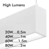 Suspension ligne continu blanche barre aluminium profilé led ip54-50cm-100cm-150cm-200cm-blanc
