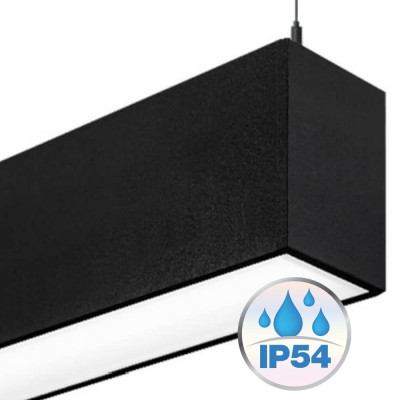 Suspension ligne continu noire barre aluminium profilé led ip54-50cm-100cm-150cm-200cm-noir