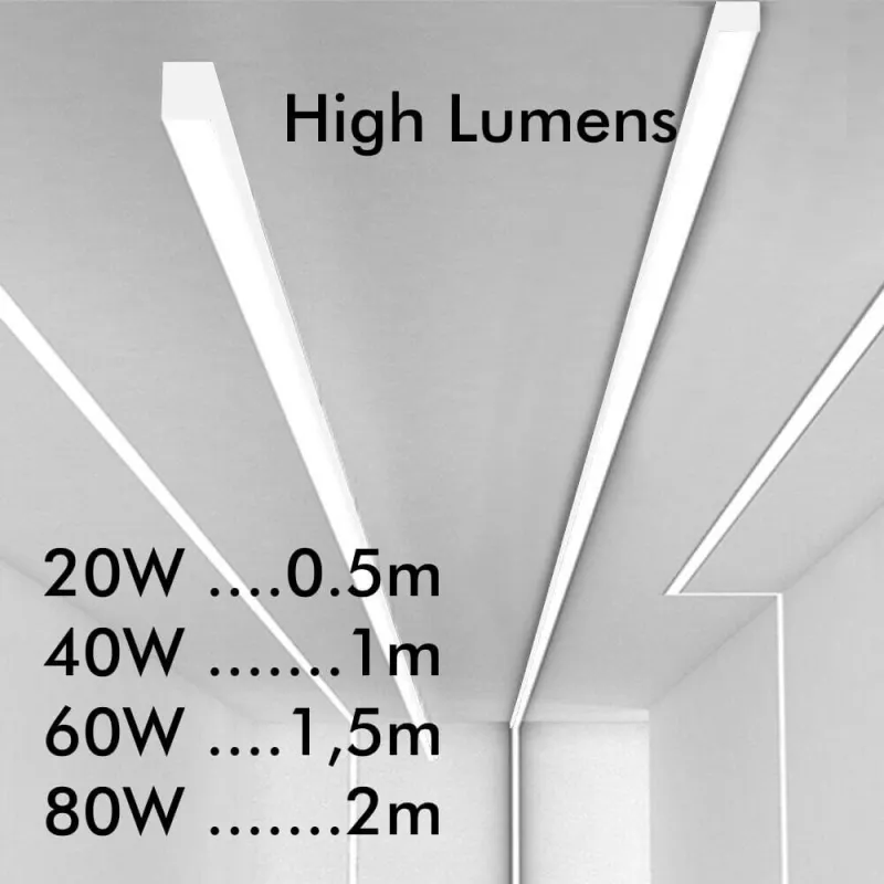 Réglette ligne continu blanche barre aluminium profilé led ip54-50cm-100cm-150cm-200cm-blanc