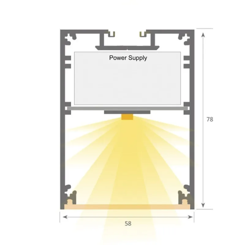 Réglette ligne continu grisz barre aluminium profilé led ip54-50cm-100cm-150cm-200cm-gris