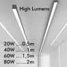 Réglette ligne continu grisz barre aluminium profilé led ip54-50cm-100cm-150cm-200cm-gris
