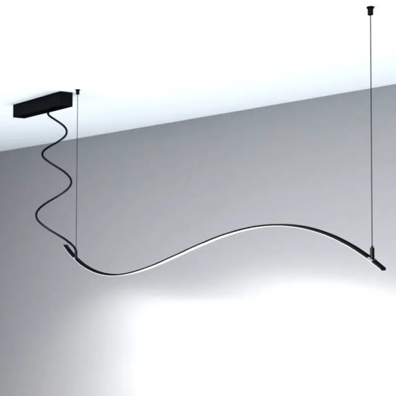 Suspension barre aluminium noir profilé led souple 50cm-100cm-150cm-200cm