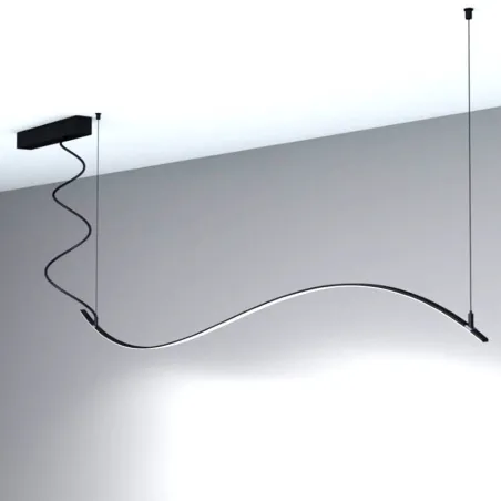 Suspension barre aluminium noir profilé led souple 50cm-100cm-150cm-200cm