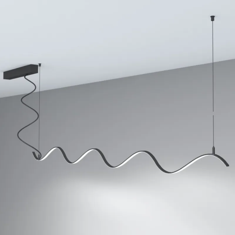 Suspension barre aluminium noir profilé led souple 50cm-100cm-150cm-200cm