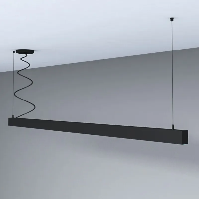 Suspension barre aluminium noir profilé led rgb 50cm-100cm-150cm-200cm