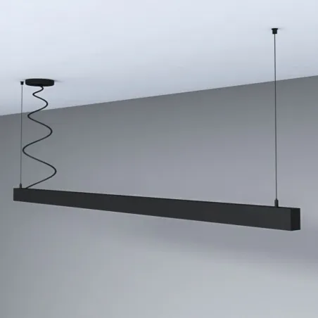 Suspension barre aluminium noir profilé led rgb 50cm-100cm-150cm-200cm