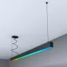 Suspension barre aluminium noir profilé led rgb 50cm-100cm-150cm-200cm