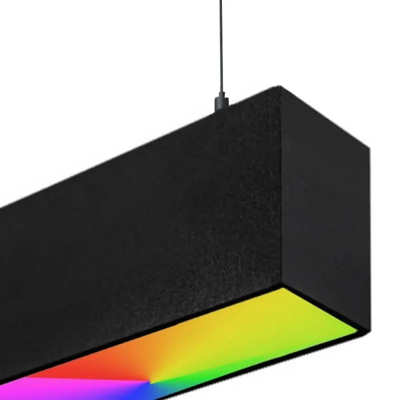 Suspension barre aluminium noir profilé led rgb 50cm-100cm-150cm-200cm
