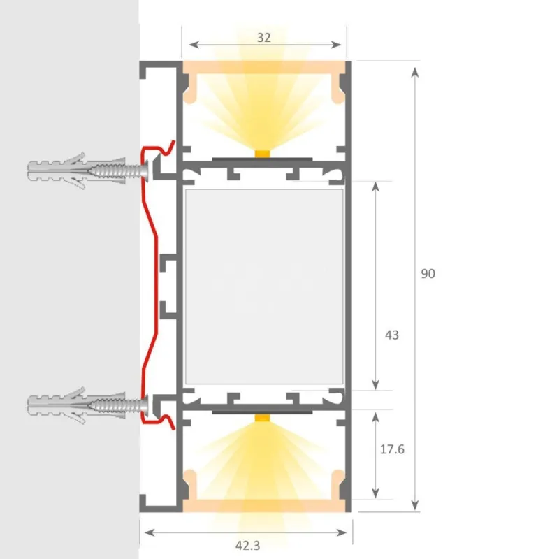 applique-grise-barre-aluminium-profile-led-variable-ip54-50cm-100cm-150cm-200cm-gris