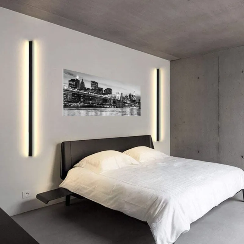 Applique noire barre aluminium profilé led variable ip54 50cm-100cm-150cm-200cm noir