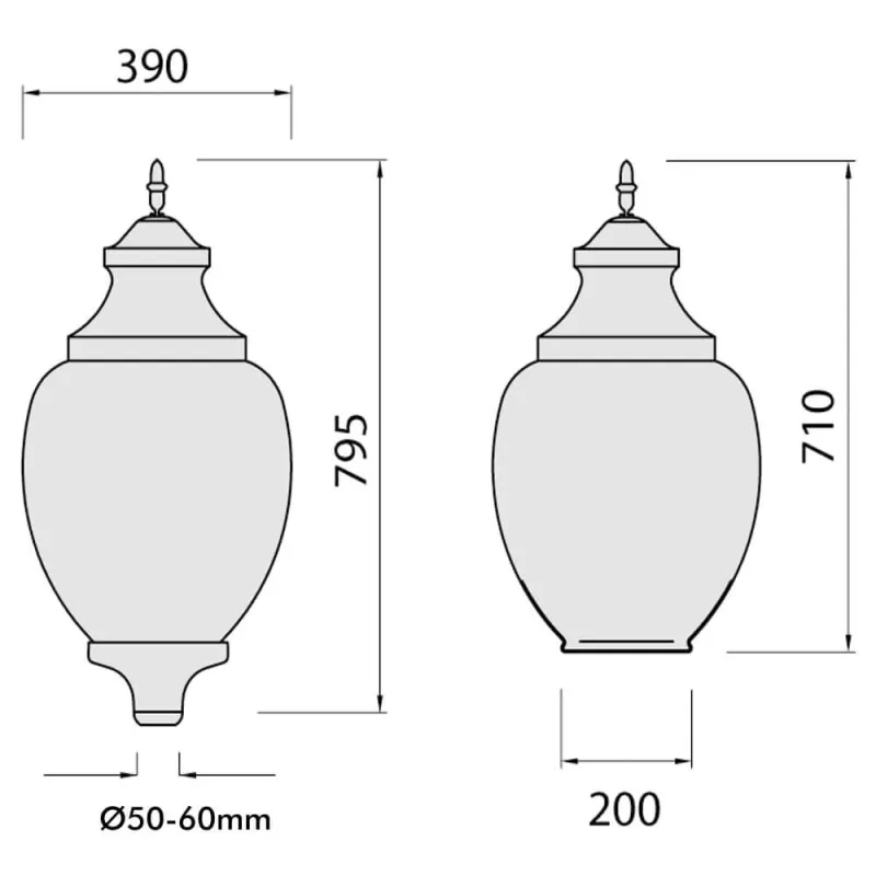 tete-de-mat-lanterne-80cm-opaque-culot-e27-eclairage-public-40w-3400-lumens
