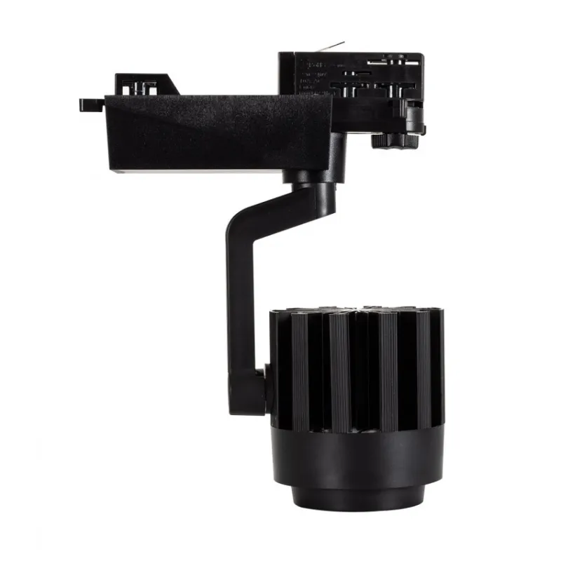 projecteur led 30w noir-36°-cri 80-3000lm-3000k-4000k-5000k-sur rail 3 allumages aluminium noir boutiques commerces