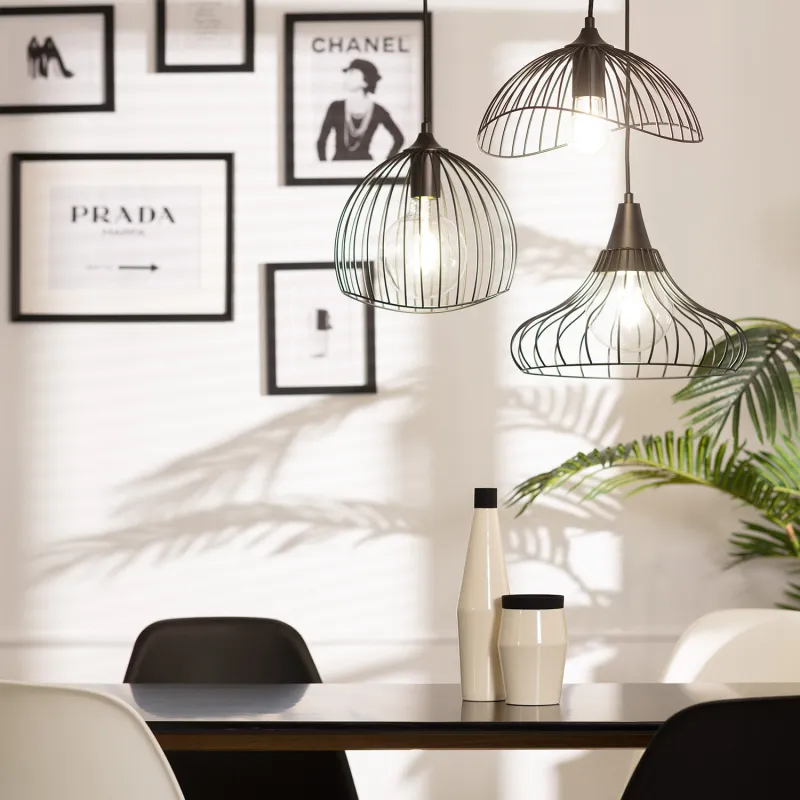 Suspension luminaire suspendu acier doré culot e27