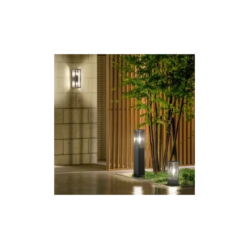 TRIO Lampadaire extérieur antracite et transparent claire GARONNE -...