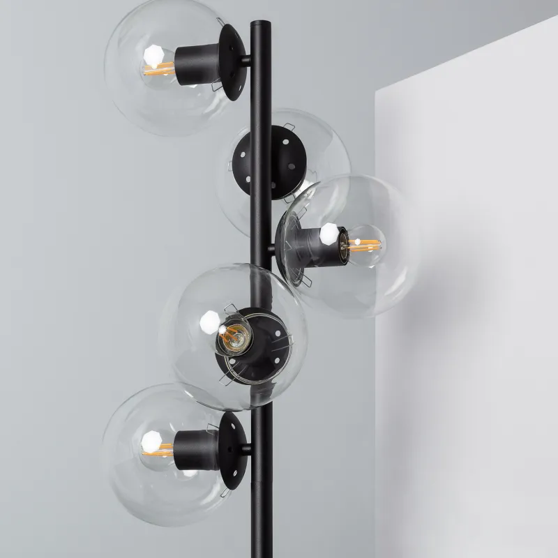 lampadaire intérieur luminaire noire culot e27 boule verre