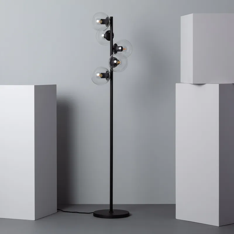 lampadaire intérieur luminaire noire culot e27 boule verre