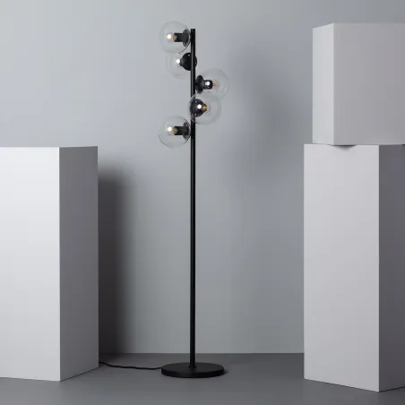 lampadaire intérieur luminaire noire culot e27 boule verre