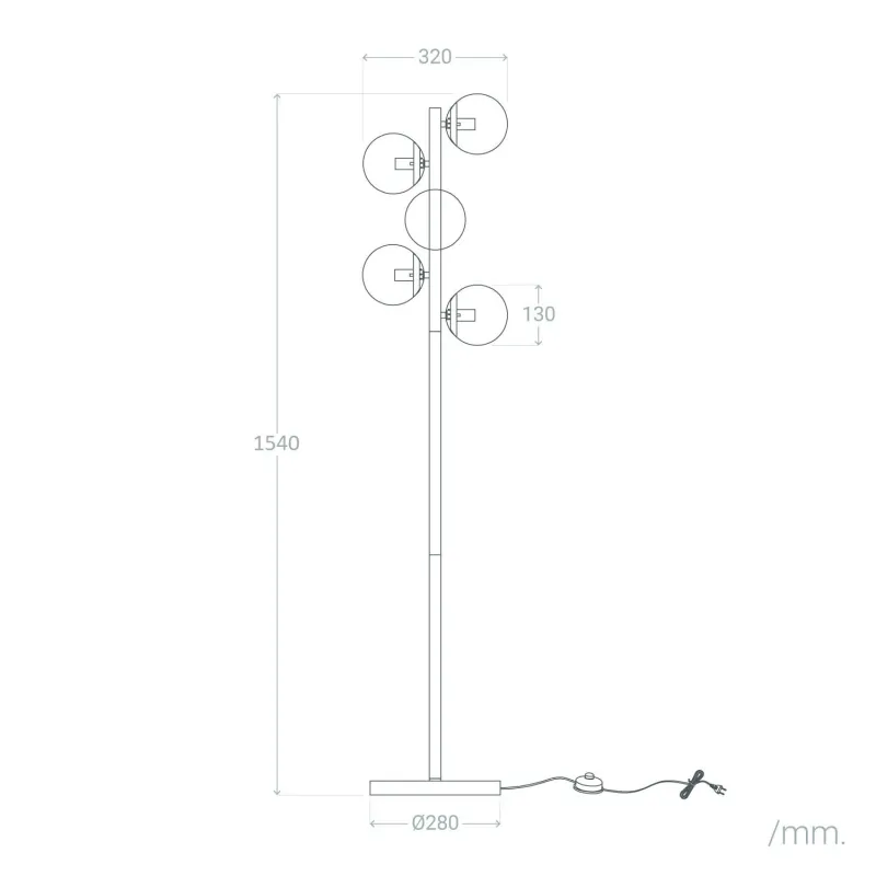 lampadaire intérieur luminaire noire culot e27 boule verre