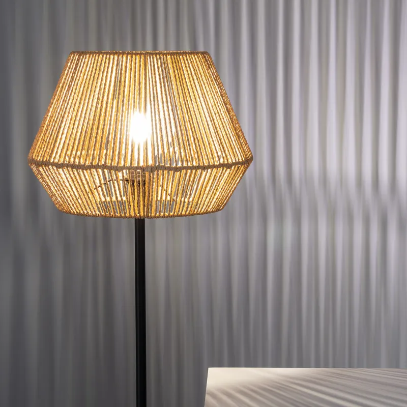 lampadaire-sur-pied-abat-jour-tresse-culot-e27-pied-noir
