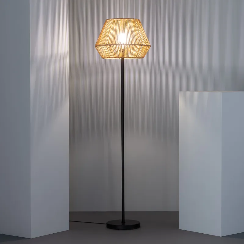 lampadaire-sur-pied-abat-jour-tresse-culot-e27-pied-noir