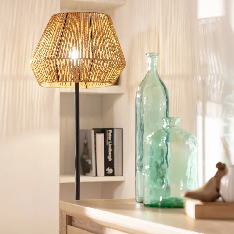 lampadaire-sur-pied-abat-jour-tresse-culot-e27-pied-noir