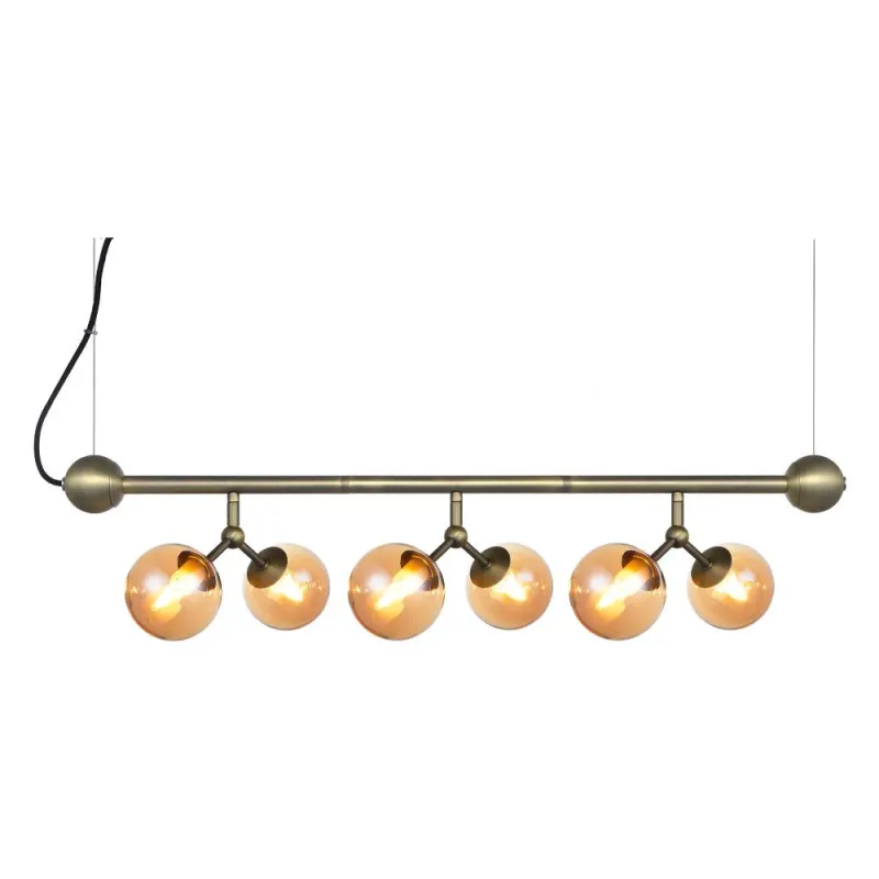 ATOM  Mini Horizontal laiton antique et ambre verre, 6xG9