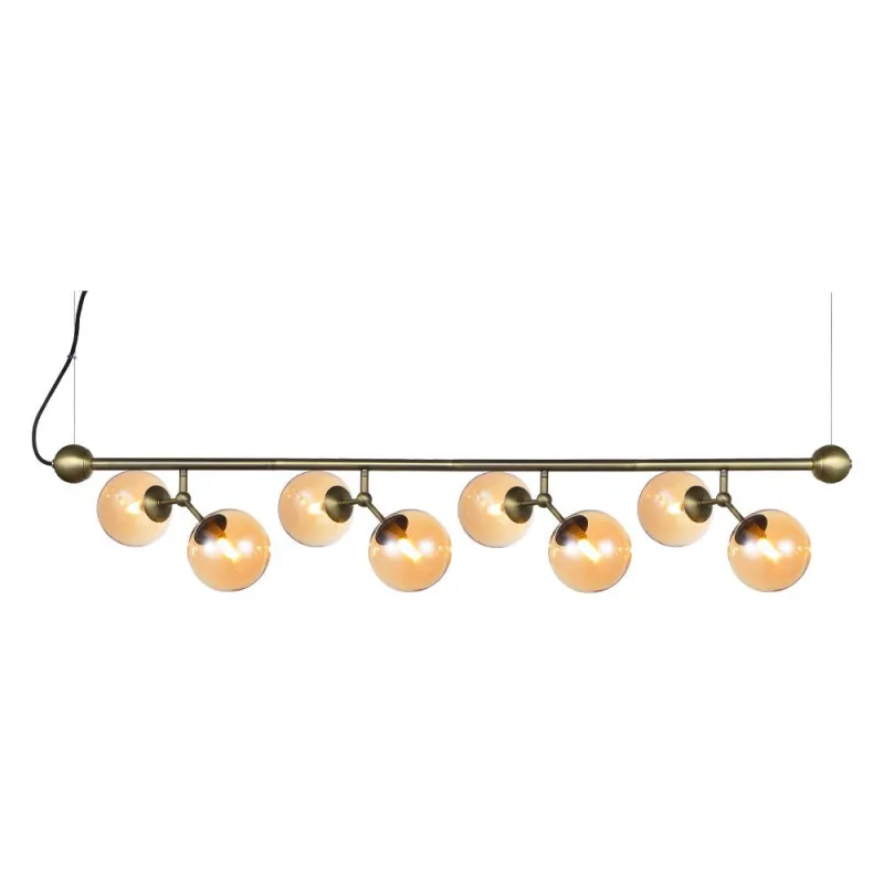 ATOM  Maxi Horizontal laiton antique et ambre verre, 8xG9