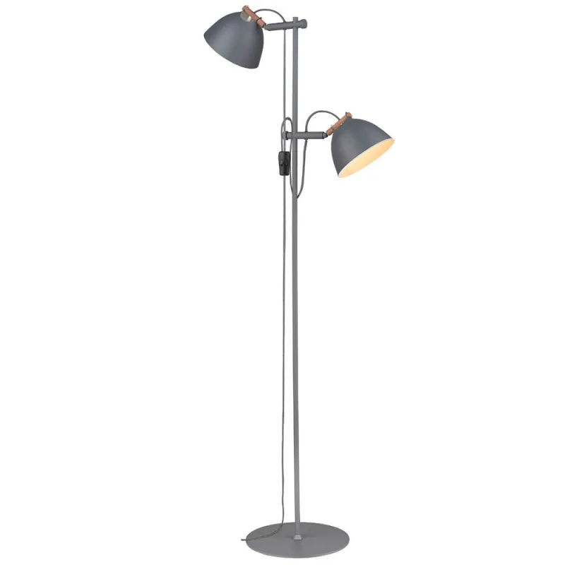 ARHUS lampadaire 2L  diam.18 G9,  gris / bois