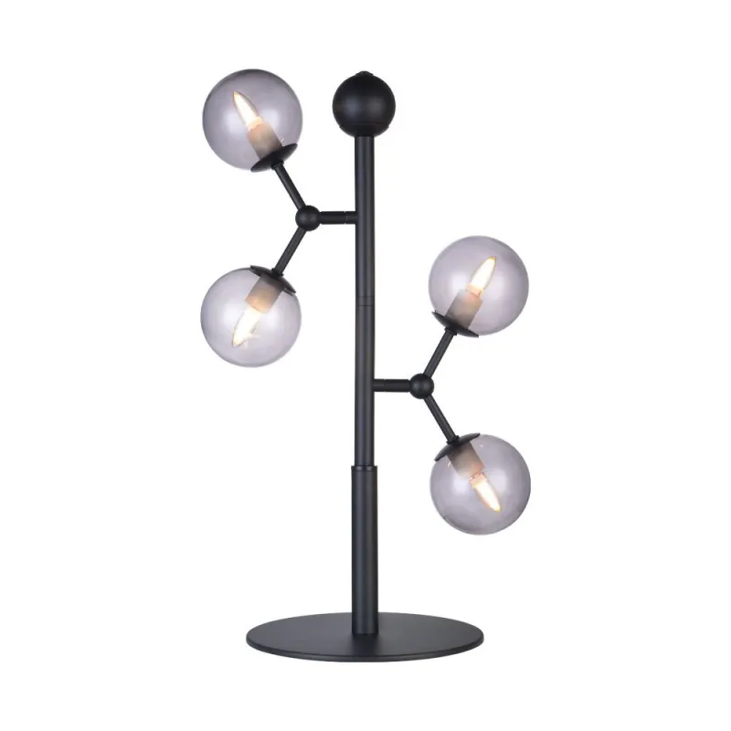ATOM lampe de table, noir et gris verre, 4xG9
