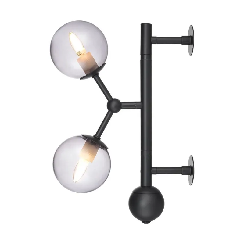 ATOM applique noir et gris verre, 2xG9