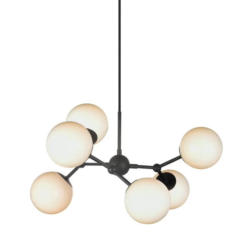 ATOM LARGE lustre noir et verre opal 6x G9