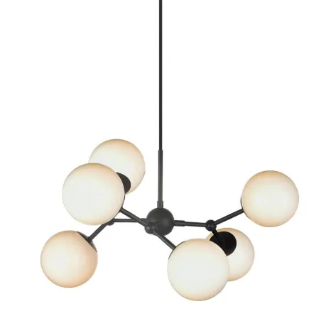 ATOM LARGE lustre noir et verre opal 6x G9