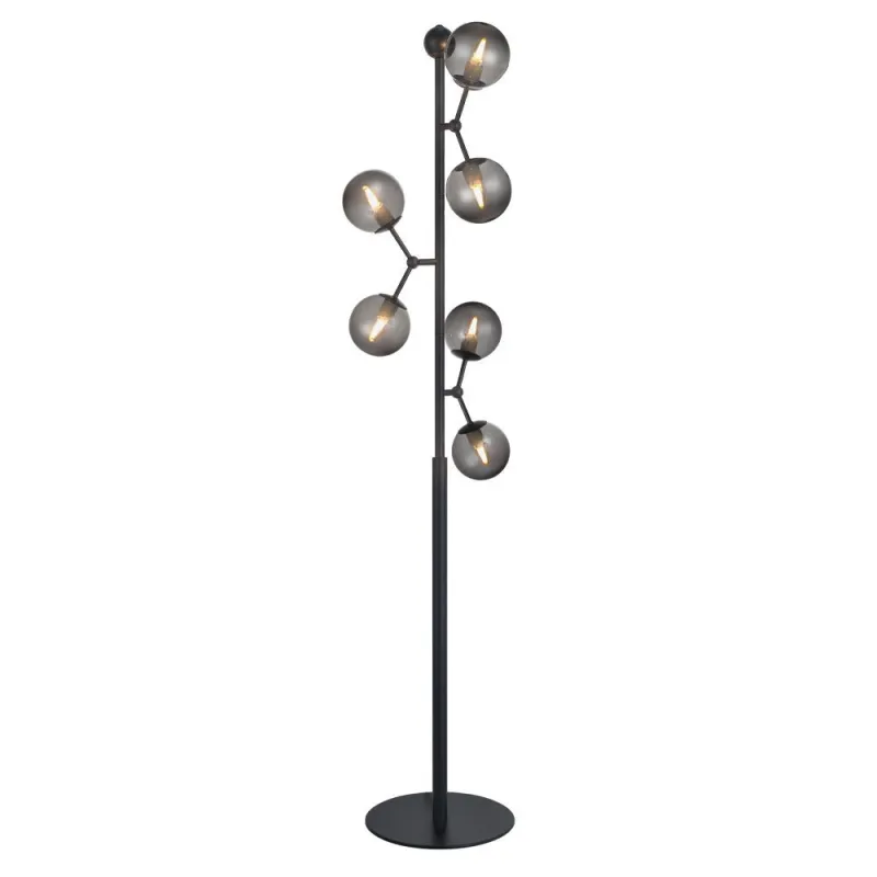 ATOM lampadaire, noir et gris verre, 6xG9