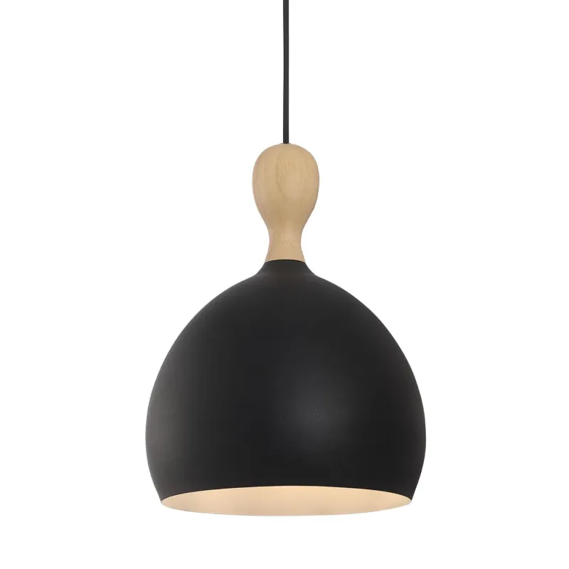 Dueodde suspension Metal/bois diam.24cm E27 noir