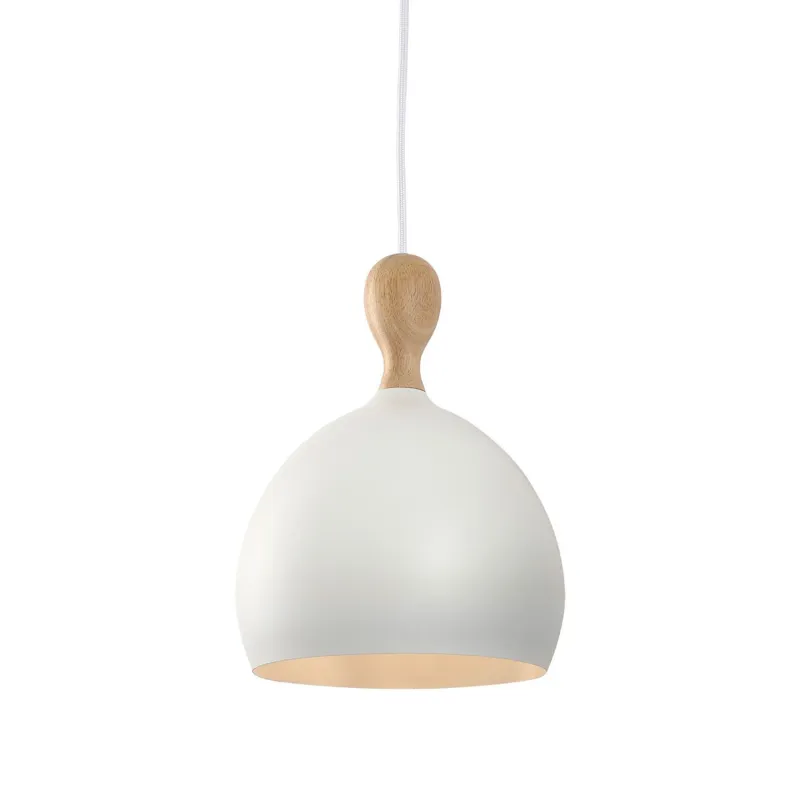 Dueodde suspension Metal/bois diam.18cm E27 blanc
