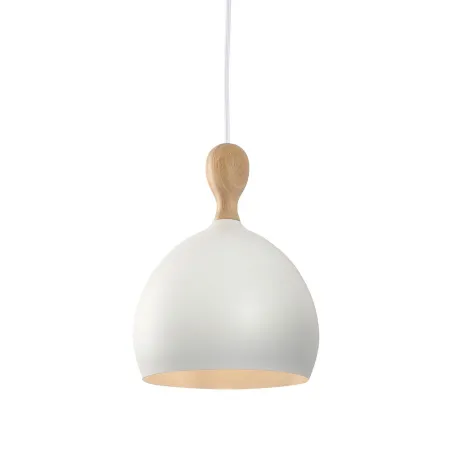 Dueodde suspension Metal/bois diam.18cm E27 blanc