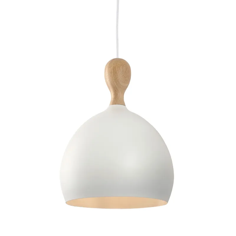 Dueodde suspension Metal/bois diam.24cm E27 blanc