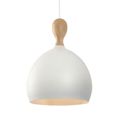 Dueodde suspension Metal/bois diam.30cm E27 blanc