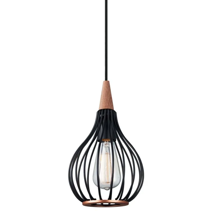DROPS  suspension diam.17 /noir/bois foncé