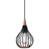 DROPS  suspension diam.17 /noir/bois foncé
