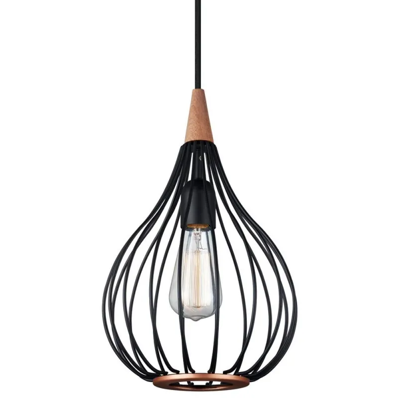 DROPS  suspension diam.23 /noir/bois foncé