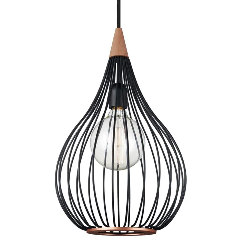 DROPS  suspension diam.30 /noir/bois foncé