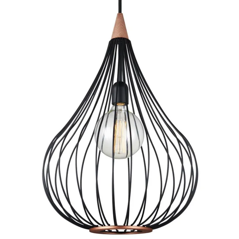 DROPS  suspension diam.38 /noir/bois foncé