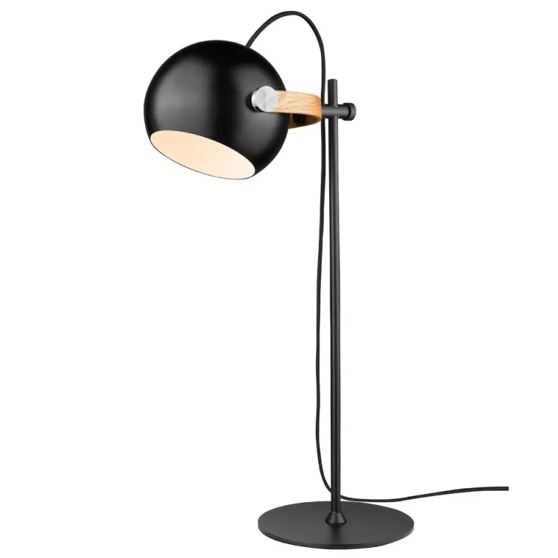D.C  lampe à poser diam.18 E27, noir / chene