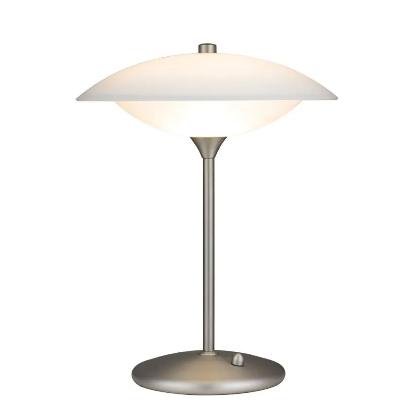 BARONI lampe à poser diam.30 opal-acier